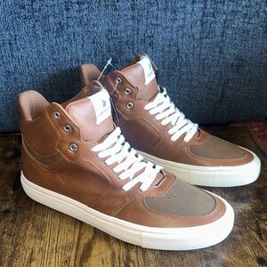 London Fog Men's Brown and White High-Top Sneakers